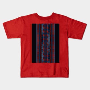 Checkered Ethnic Mosaic Pattern Blues and Coral Kids T-Shirt